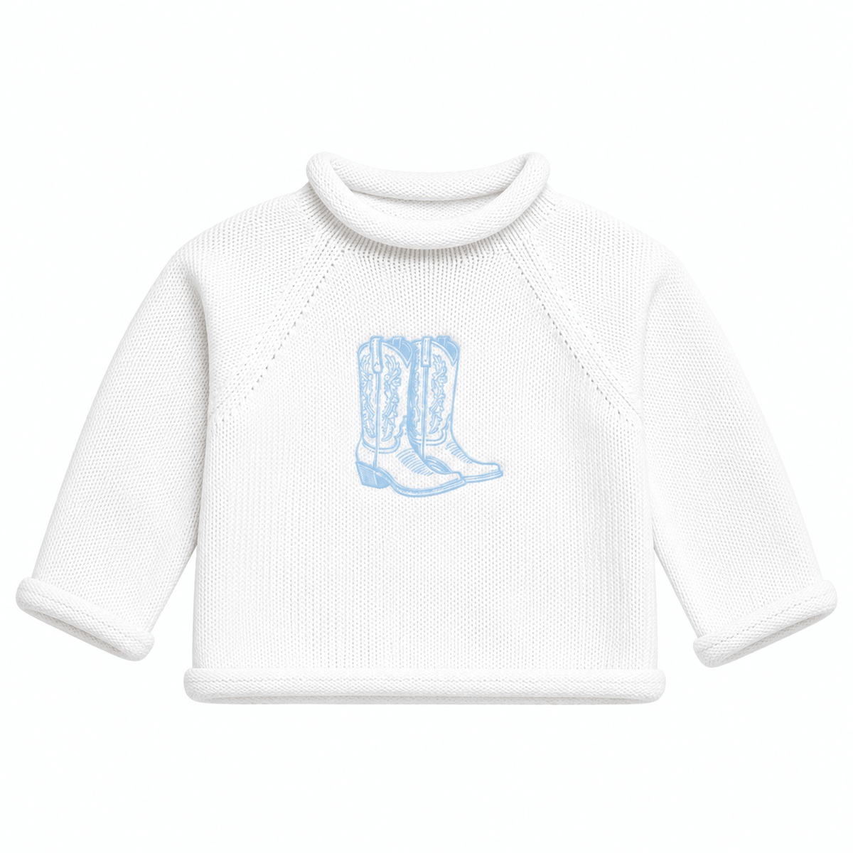 Magnolia Baby_Darling Cowboy Boots Rollneck Sweater - Light Blue_1