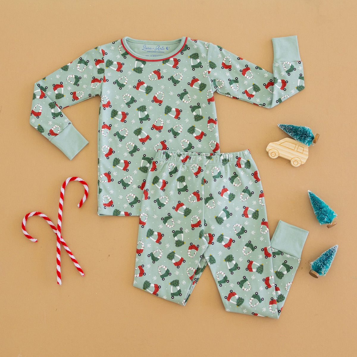 Deck the Wheels Long Pajamas - Magnolia BabyLong Pajamas