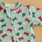 Deck the Wheels Zip Footie - Magnolia BabyFootie