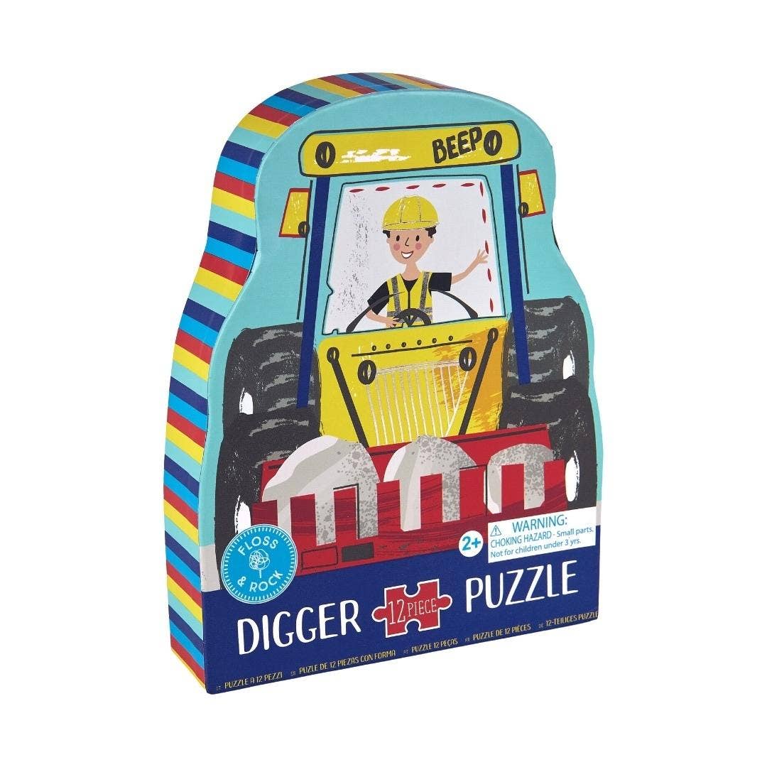 Digger Shaped Jigsaw Puzzle - 12 Pieces - Magnolia BabyPuzzle