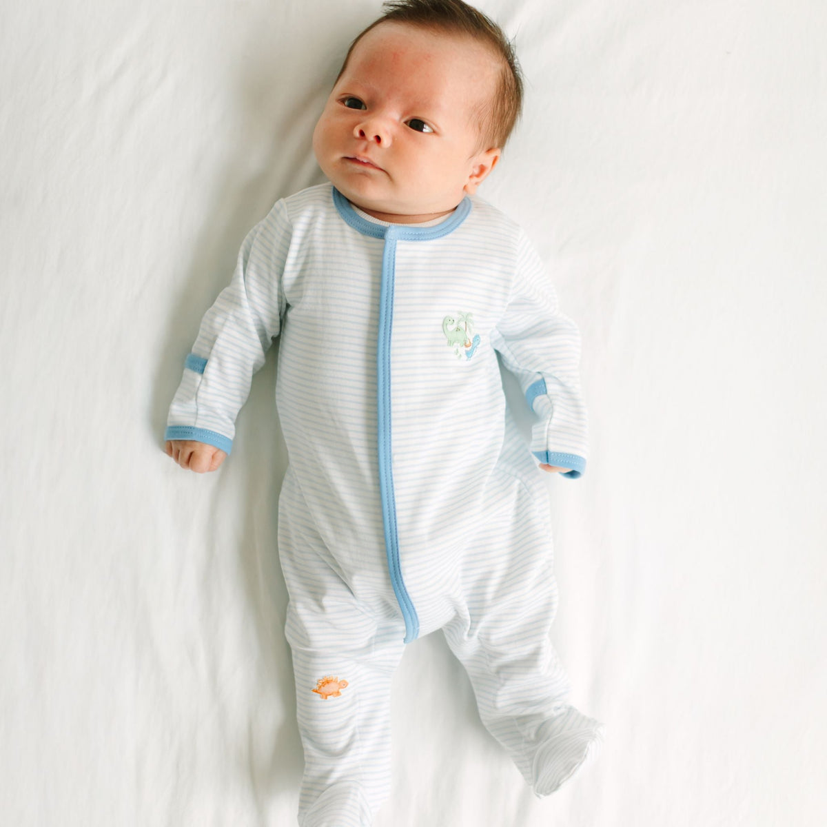 Dino - Land Embroidered Footie - Magnolia BabyFootie
