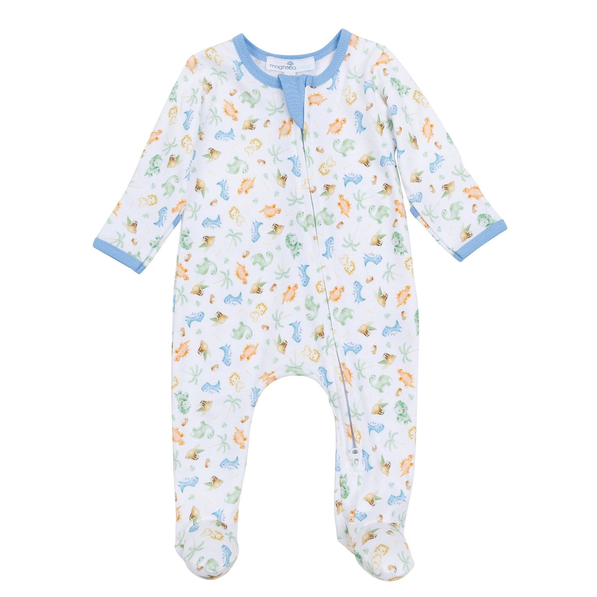 Dino - Land Print Zip Footie - Magnolia BabyFootie