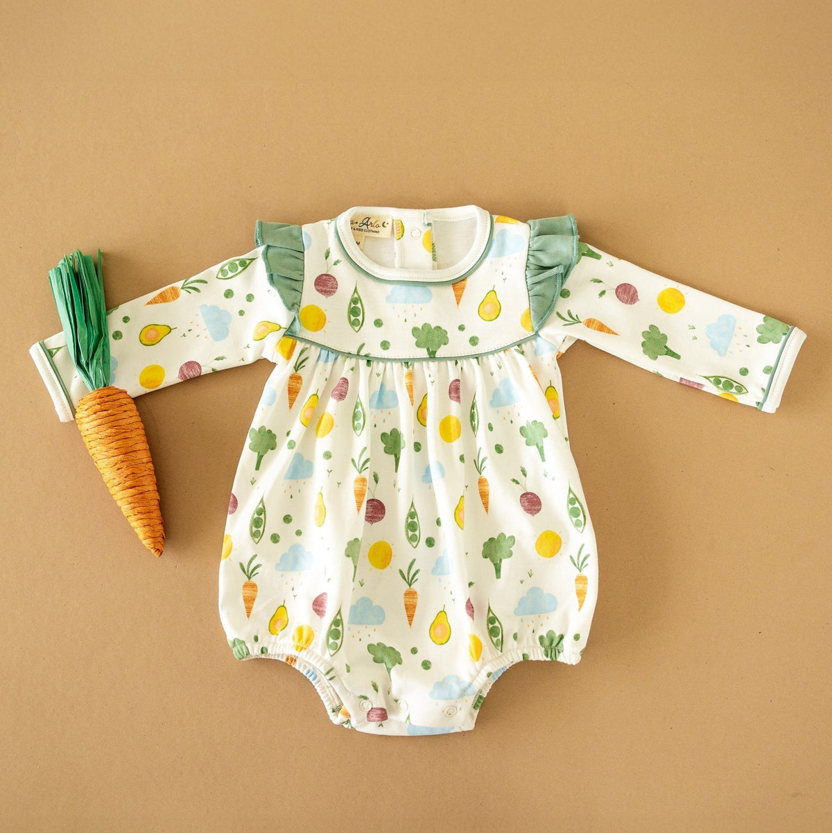 Eat your Veggies! Long Sleeve Flutters Bubble - Magnolia BabyBubble