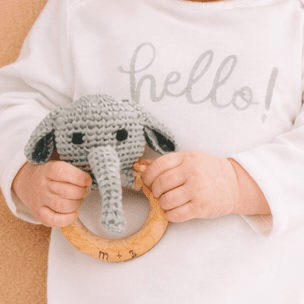 Elephant Hand Crochet Rattle - Magnolia BabyTeether