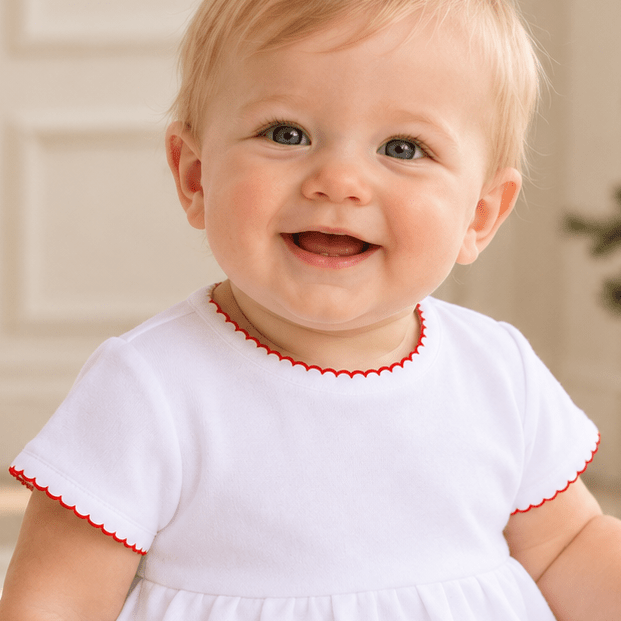 Magnolia Baby_Essentials Baby Boy Short Sleeve Bubble - White with Red_3