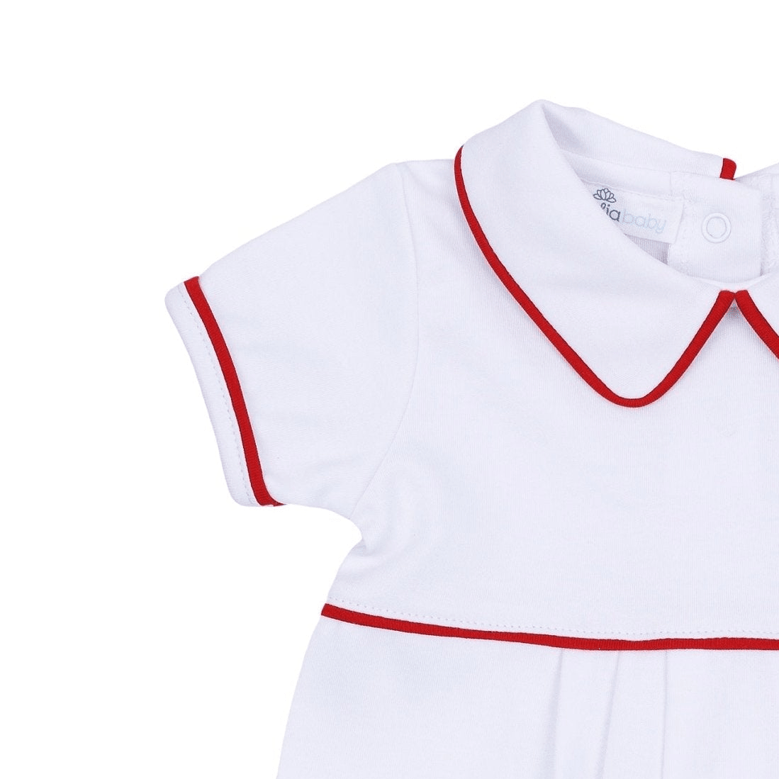 Magnolia Baby_Essentials Collared Short Sleeve Boy Bubble - White and Red_3