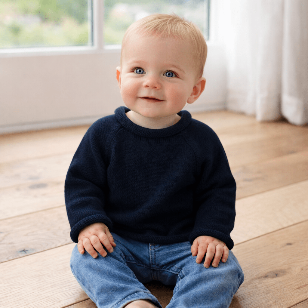 Essentials Knits Navy Raglan Sweater - Magnolia BabyKnits
