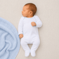 Magnolia Baby_Essentials Lap Footie - White with Light Blue Trim_1
