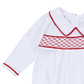 Magnolia Baby_Essentials Smocked Long Sleeve Boy Bubble - White with Red_2