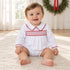 Magnolia Baby_Essentials Smocked Long Sleeve Boy Bubble - White with Red_1