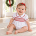 Magnolia Baby_Essentials Smocked Short Sleeve Girl Bubble - White with Red_1