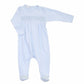 Essentials Solid Blue Smocked Footie - Magnolia BabyFootie