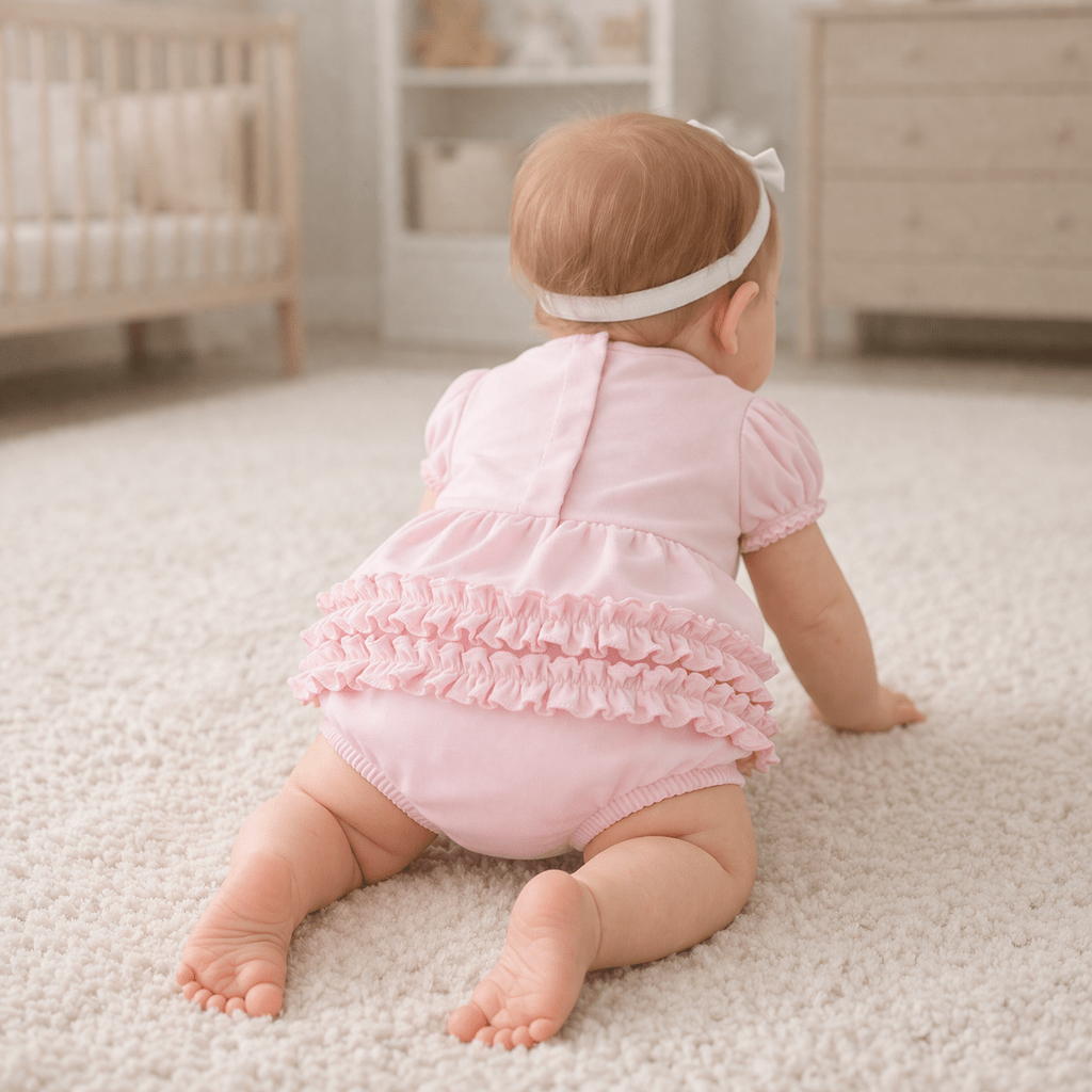 Essentials Solid Collared Ruffle Bubble - Pink - Magnolia BabyBubble