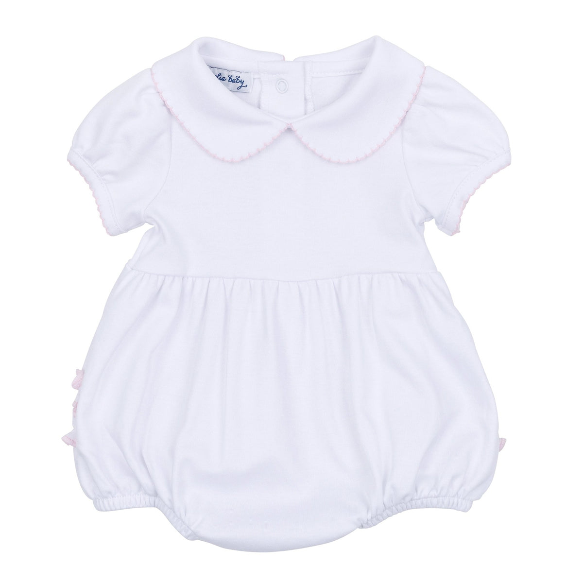 Essentials Solid Collared Ruffle Bubble - White Pink - Magnolia BabyBubble