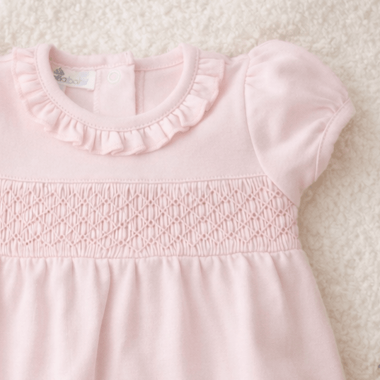Essentials Solid Smocked Bubble - Pink - Magnolia BabyBubble