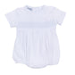 Essentials Solid Smocked Bubble - White Blue - Magnolia BabyBubble