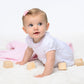 Essentials Solid Smocked Bubble - White Pink - Magnolia BabyBubble