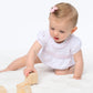 Essentials Solid Smocked Bubble - White Pink - Magnolia BabyBubble