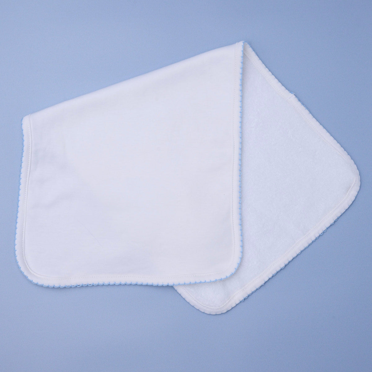 Essentials White Burp Cloth with Blue Trim - Magnolia BabyBurp Cloth