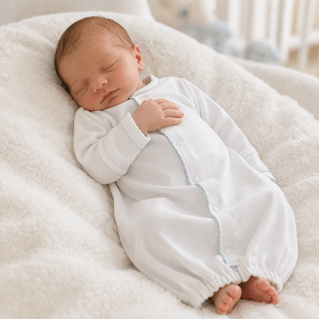 Essentials White Converter with Blue Trim - Magnolia BabyConverter Gown