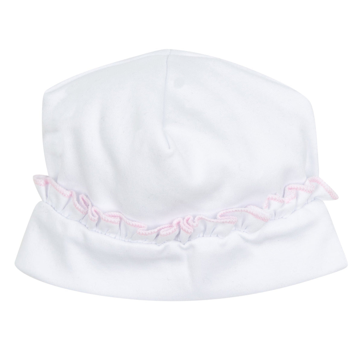 Essentials White Hat with Pink Ruffle - Magnolia BabyHat