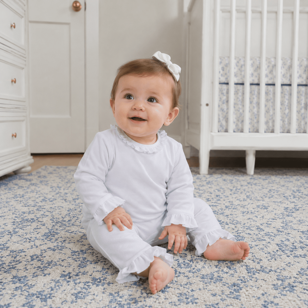 Essentials White Ruffle Playsuit - Magnolia BabyPlaysuit