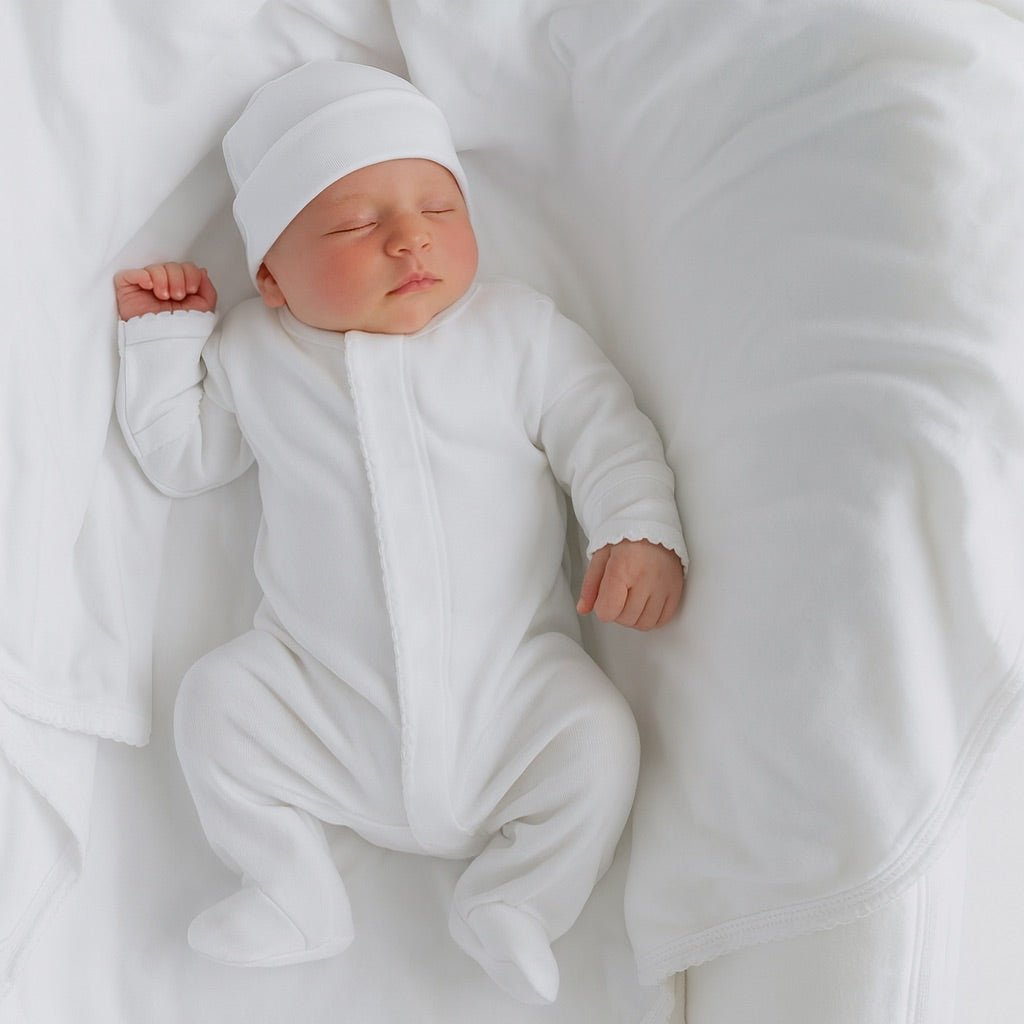 Essentials White Trim Footie - Magnolia BabyFootie