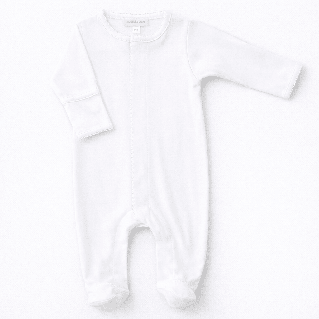 Essentials White Trim Footie - Magnolia BabyFootie