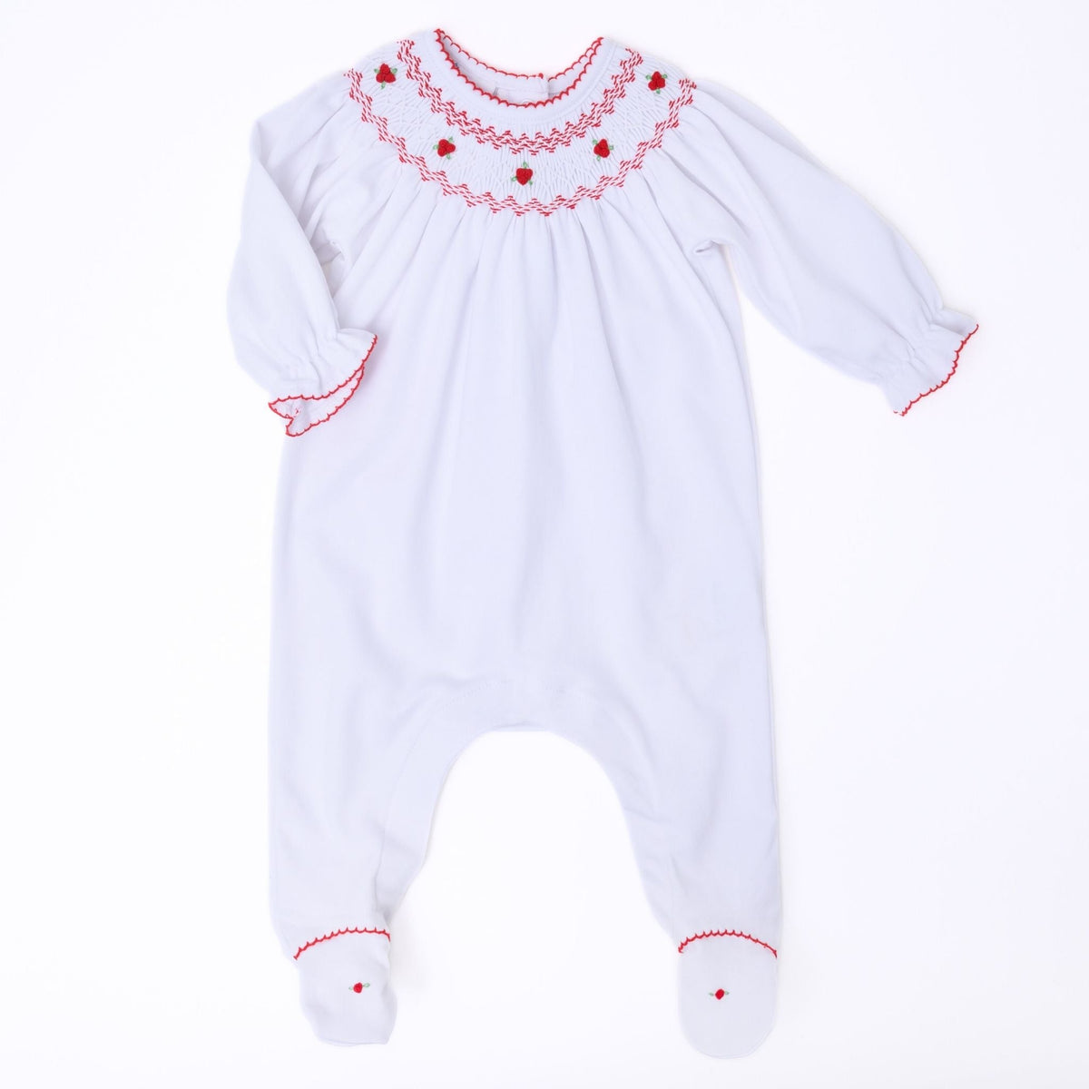 Eve Classics Bishop Footie - White Red - Magnolia BabyFootie