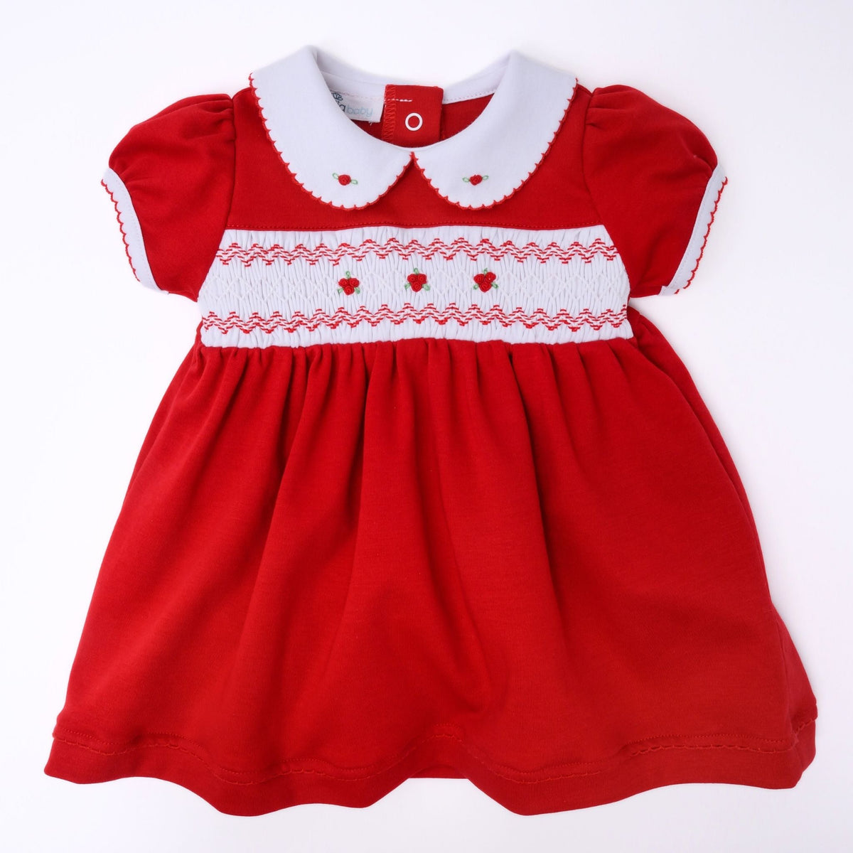 Eve Classics Infant Smocked Short Sleeve Dress - Red - Magnolia BabyDress