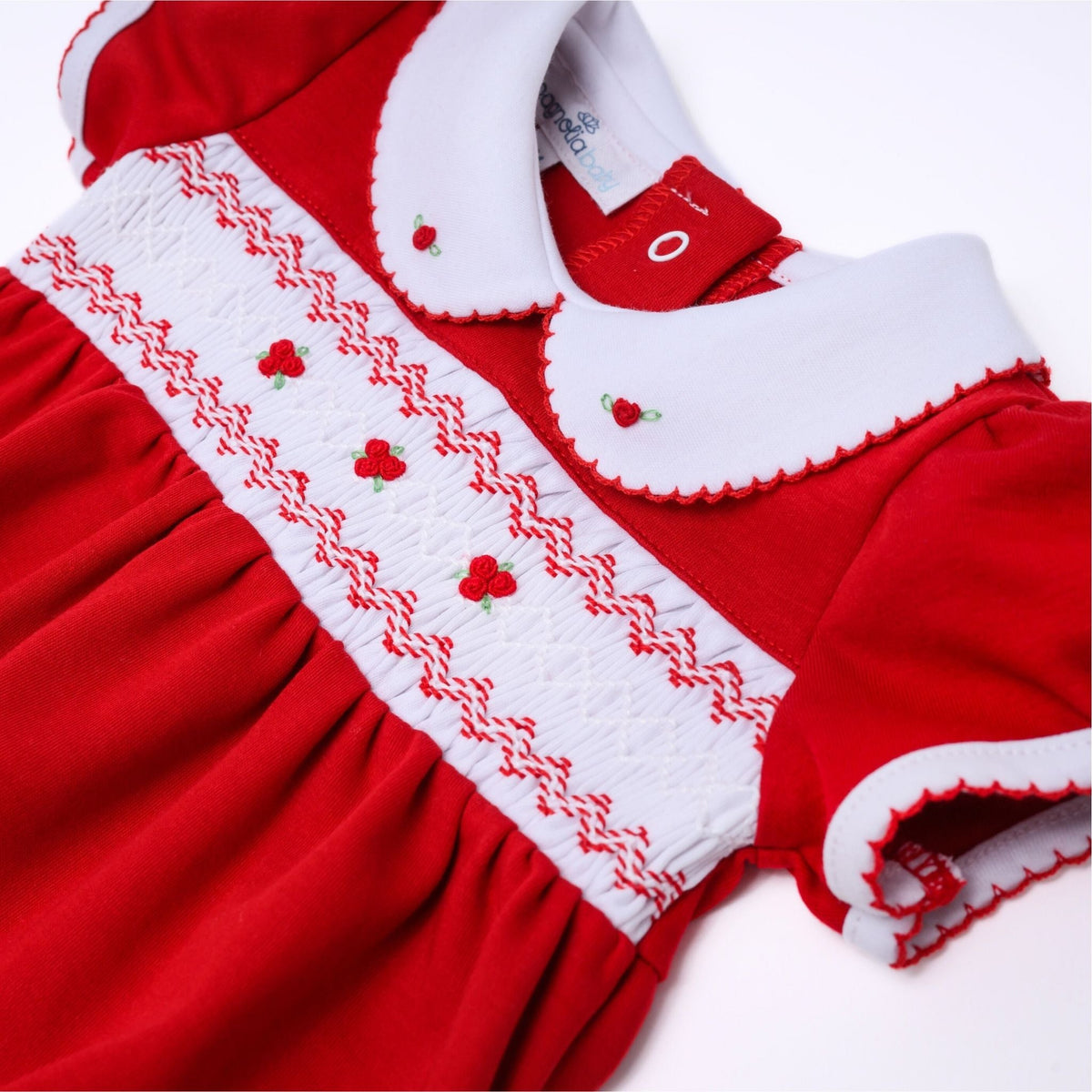 Eve Classics Infant Smocked Short Sleeve Dress - Red - Magnolia BabyDress