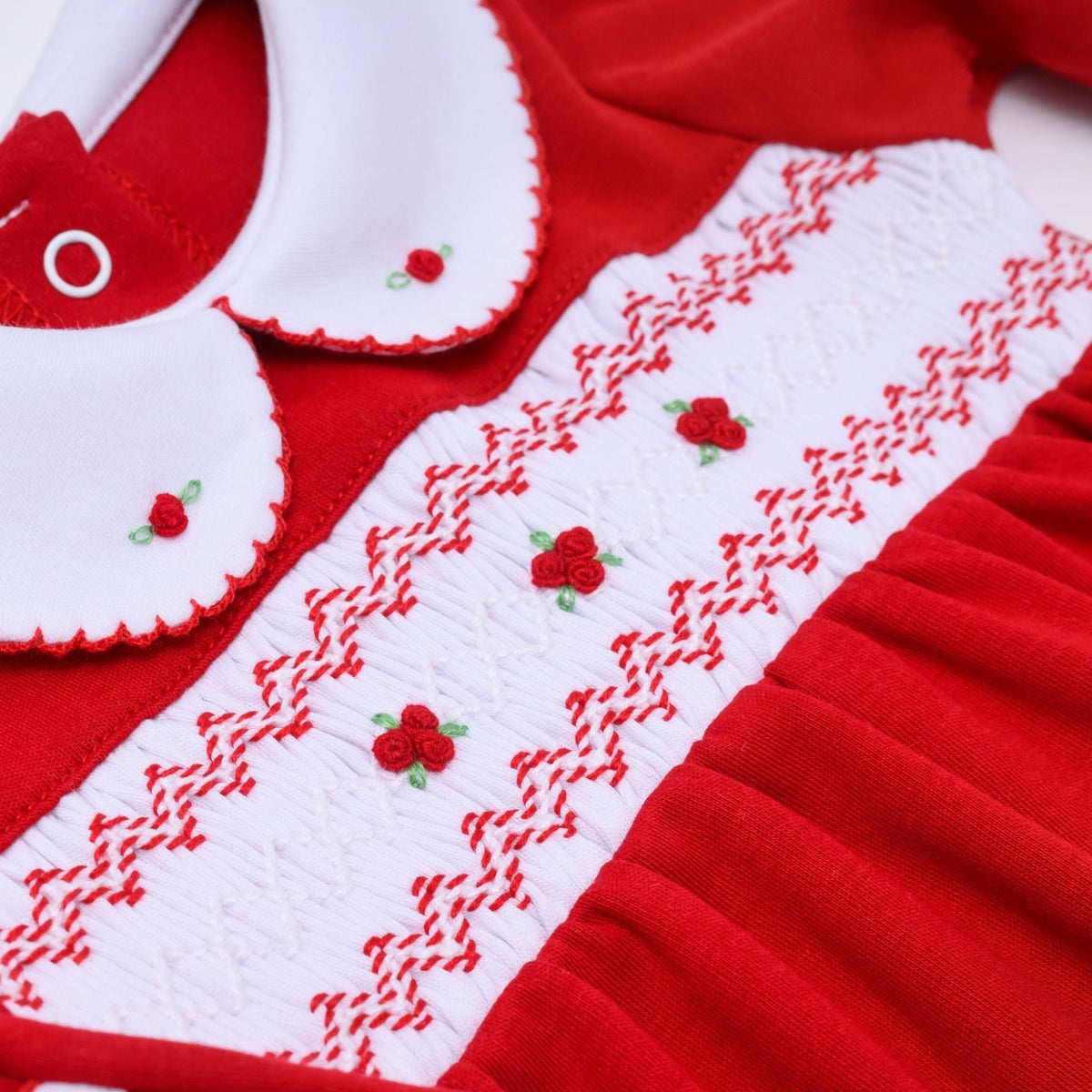 Eve Classics Smocked Long Sleeve Girl Bubble - Red - Magnolia BabyBubble