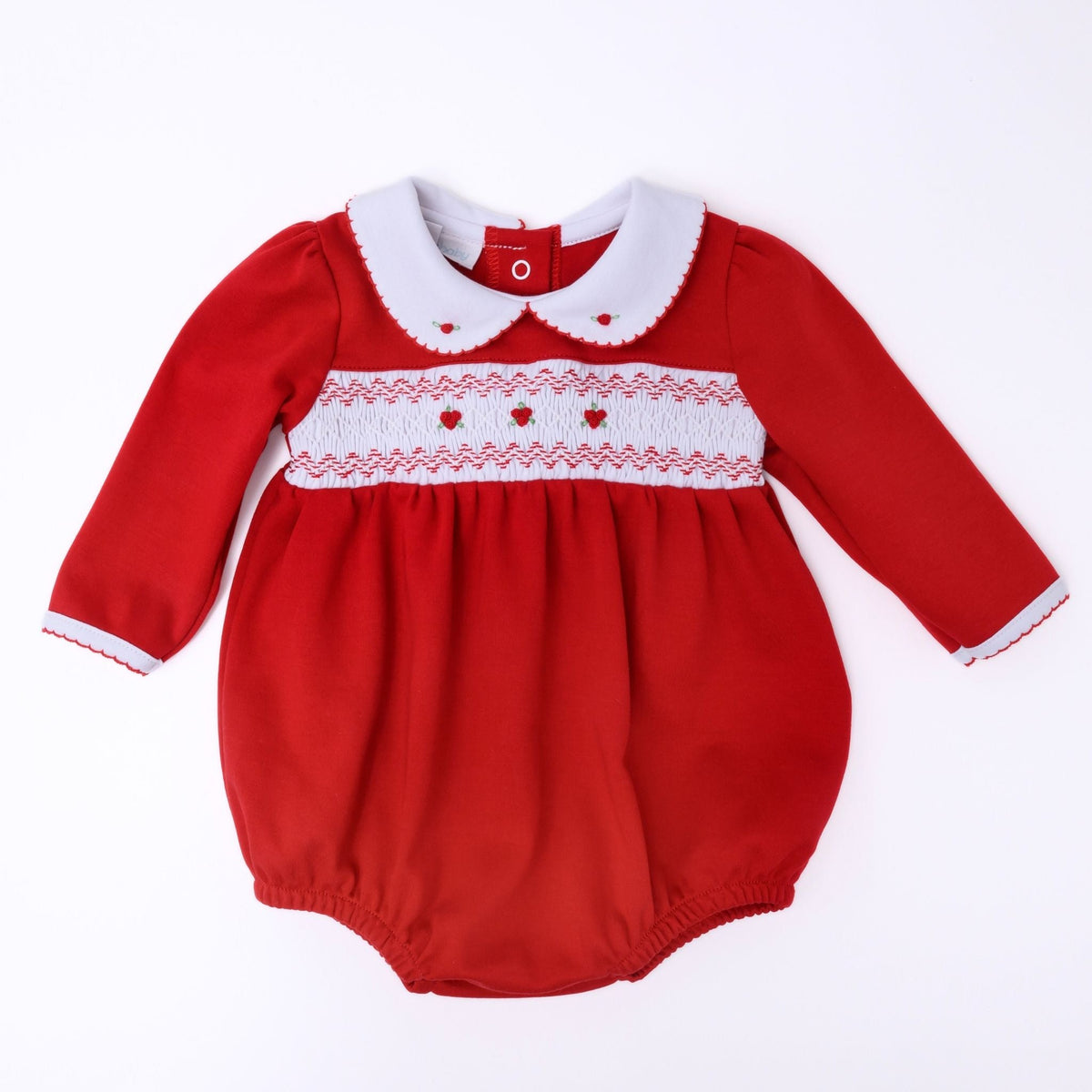 Eve Classics Smocked Long Sleeve Girl Bubble - Red - Magnolia BabyBubble