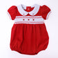 Eve Classics Smocked Short Sleeve Girl Bubble - Red - Magnolia BabyBubble