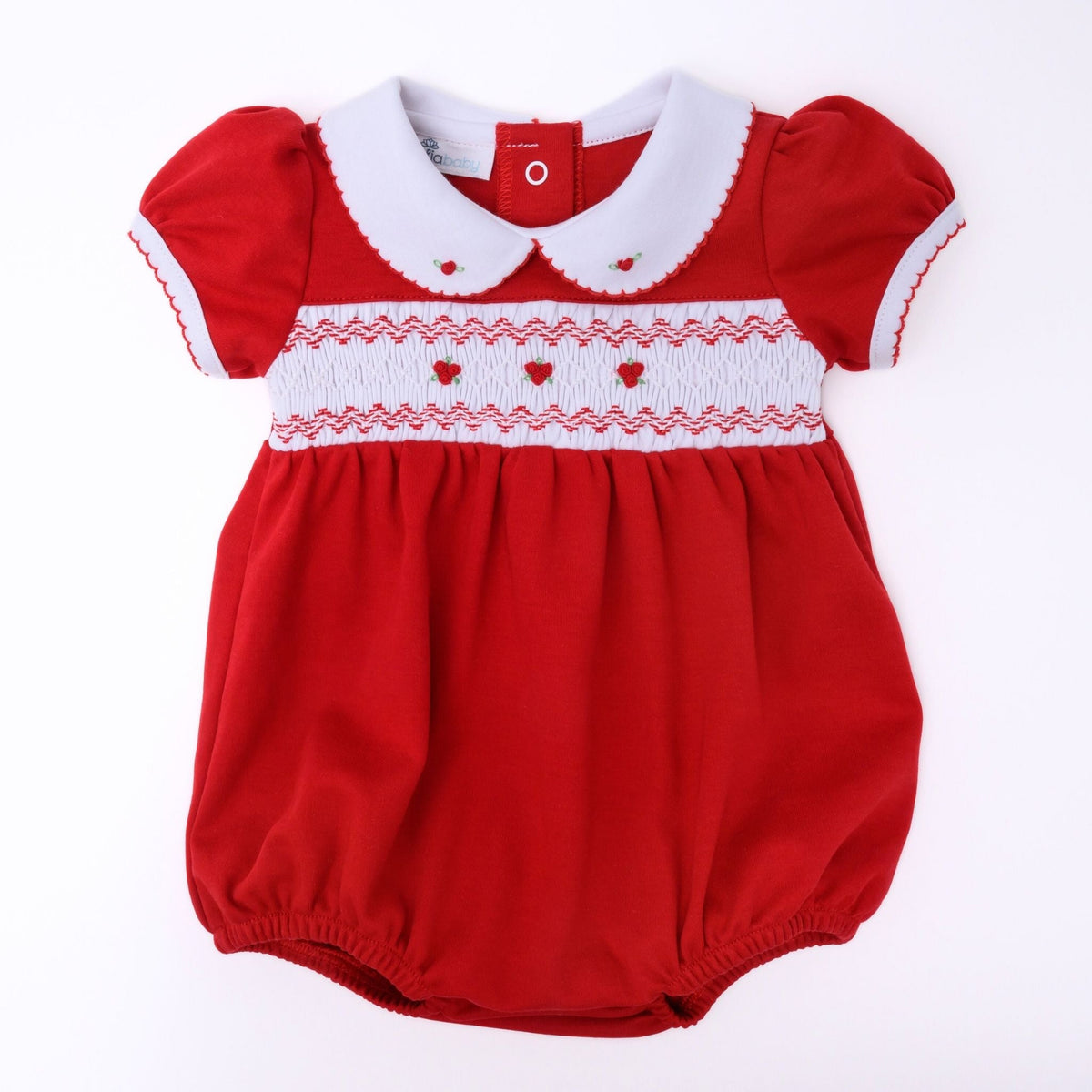 Eve Classics Smocked Short Sleeve Girl Bubble - Red - Magnolia BabyBubble
