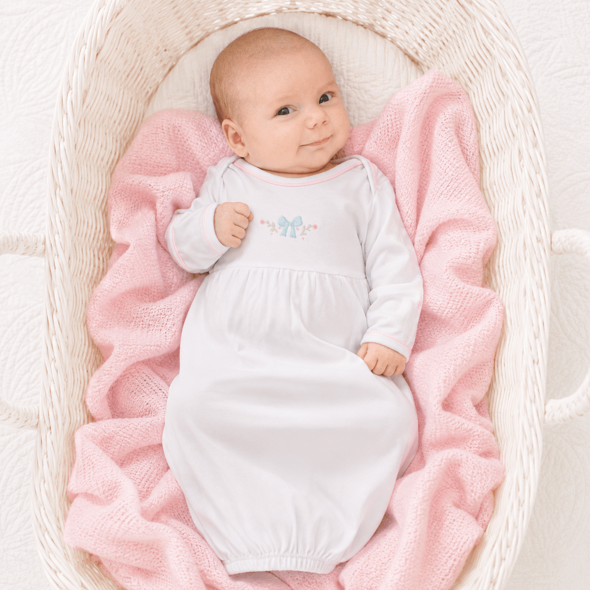 Evelyn's Classics Hand - Embroidered Gathered Gown - Magnolia BabyGown