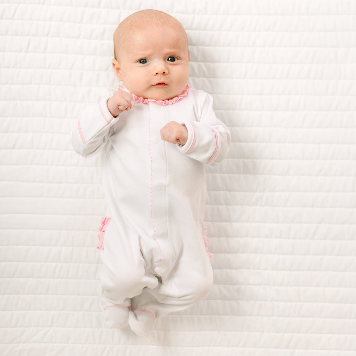 Evelyn's Classics Hand - Embroidered Ruffle Footie - Magnolia BabyFootie