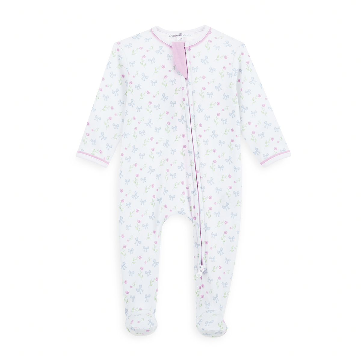 Evelyn's Classics Print Zip Footie - Magnolia BabyFootie