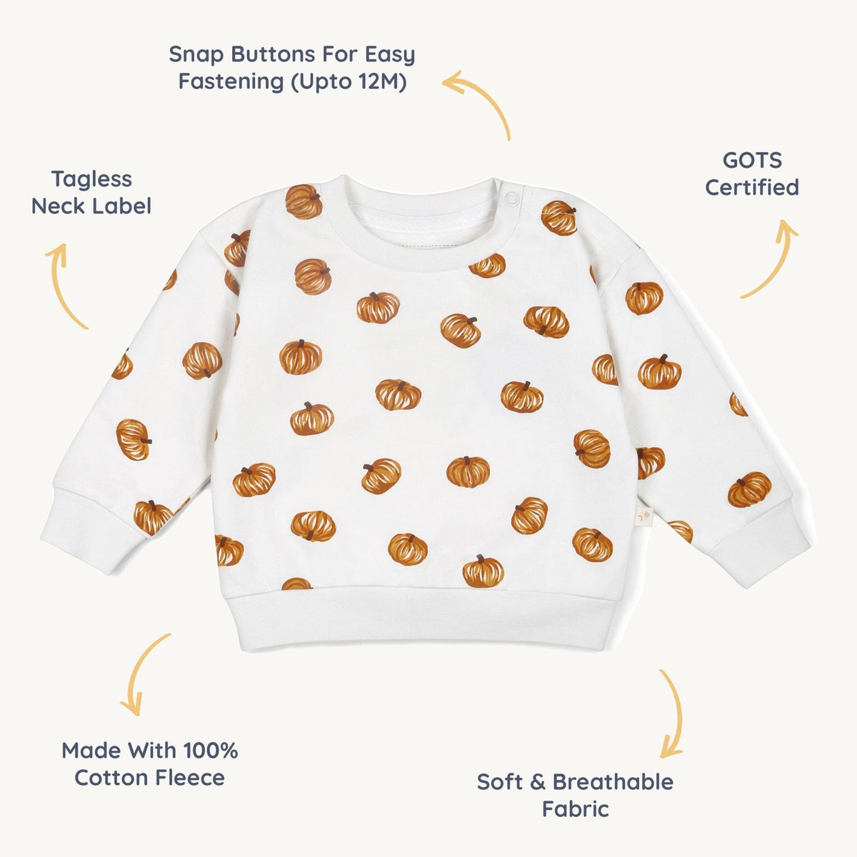 Fleece Sweatshirt - Pumpkin - Magnolia BabyTop