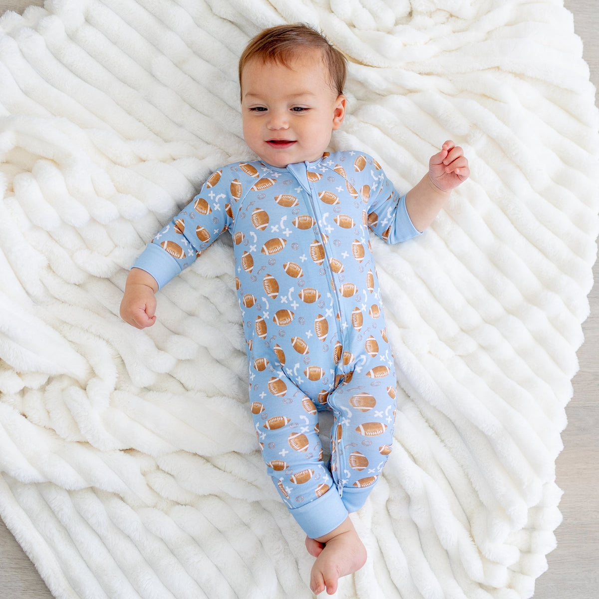 Luna and Arlo_Football Days Zip Playsuit - Sky_2