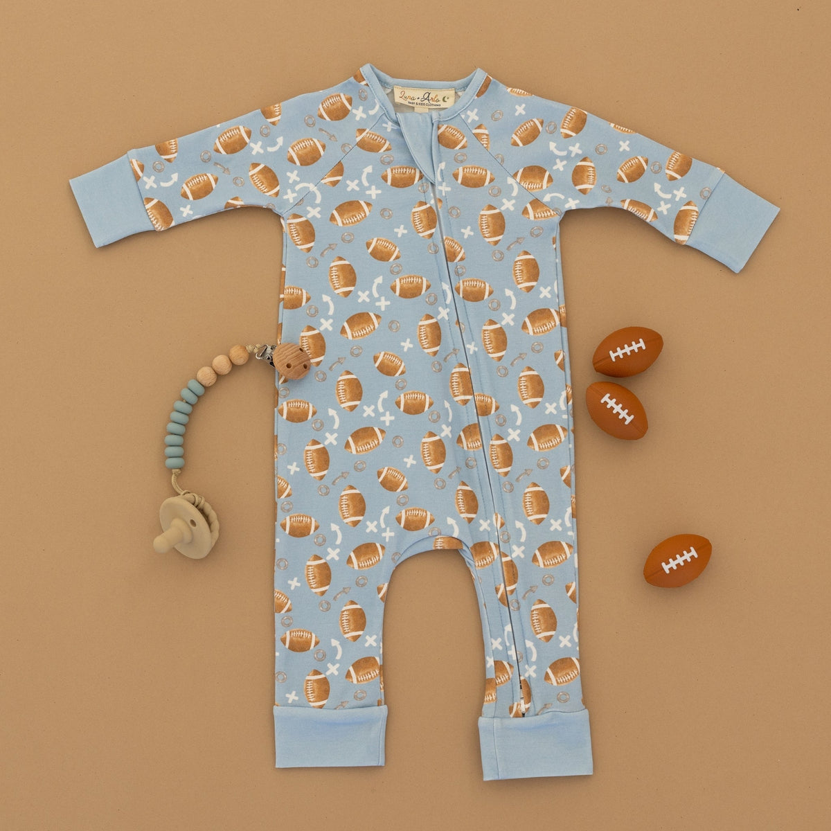 Luna and Arlo_Football Days Zip Playsuit - Sky_4