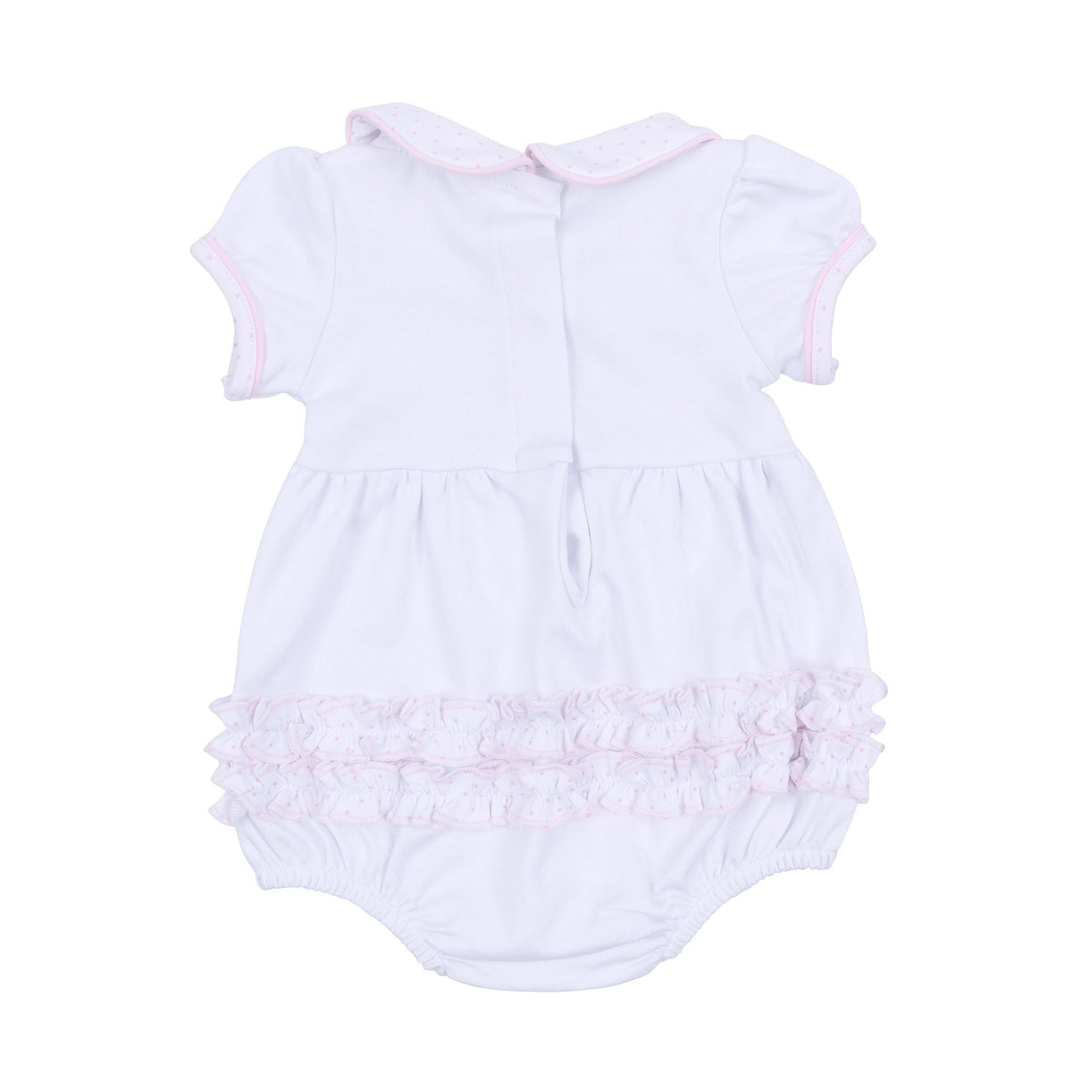 Frosted Wonderland Collared Ruffle Short Sleeve Bubble - Pink - Magnolia BabyBubble