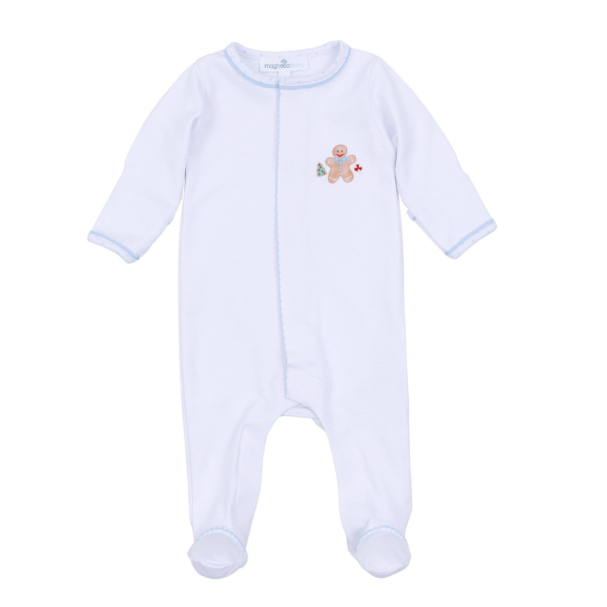 Frosted Wonderland Embroidered Footie - Light Blue - Magnolia BabyFootie