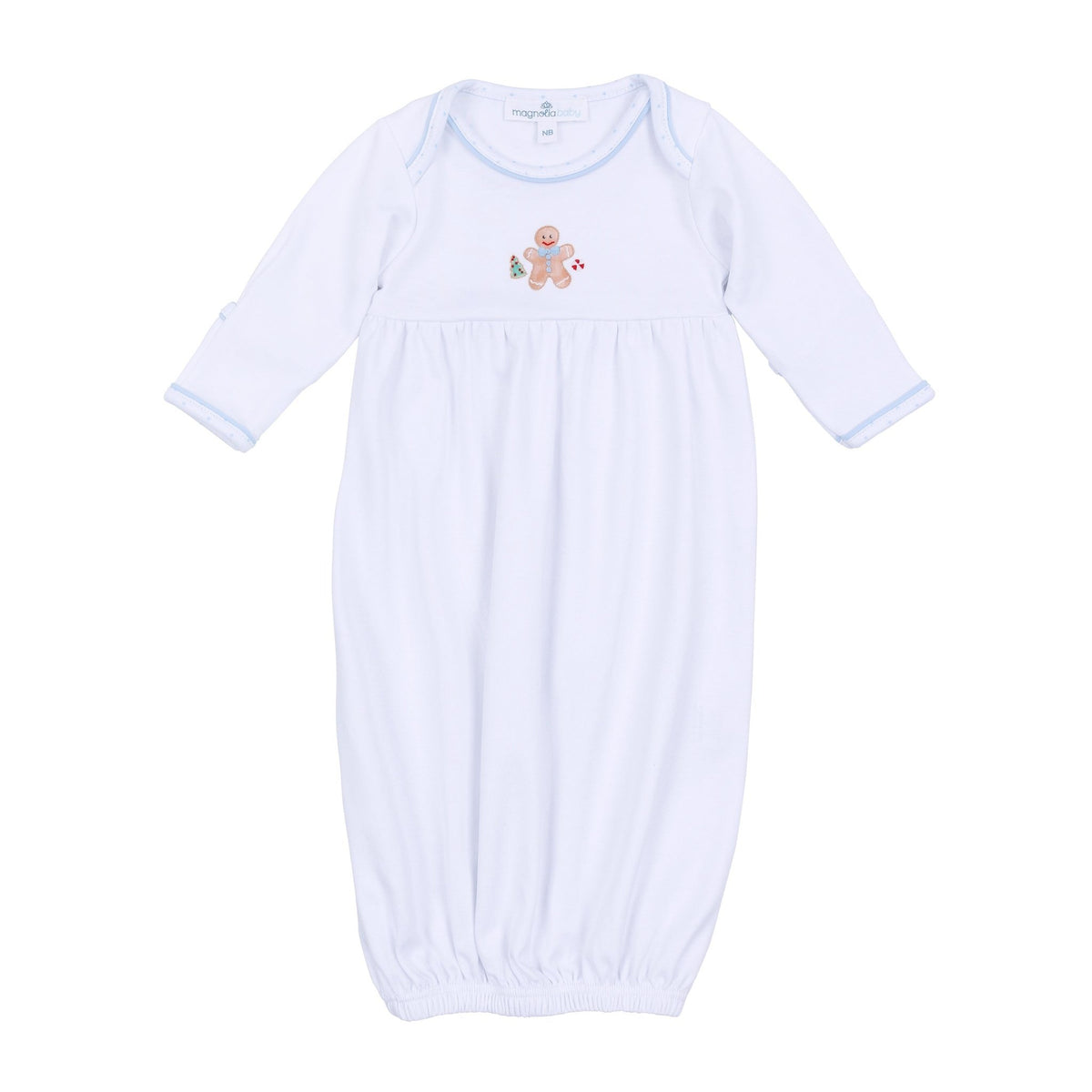 Frosted Wonderland Embroidered Gathered Gown - Light Blue - Magnolia BabyGown
