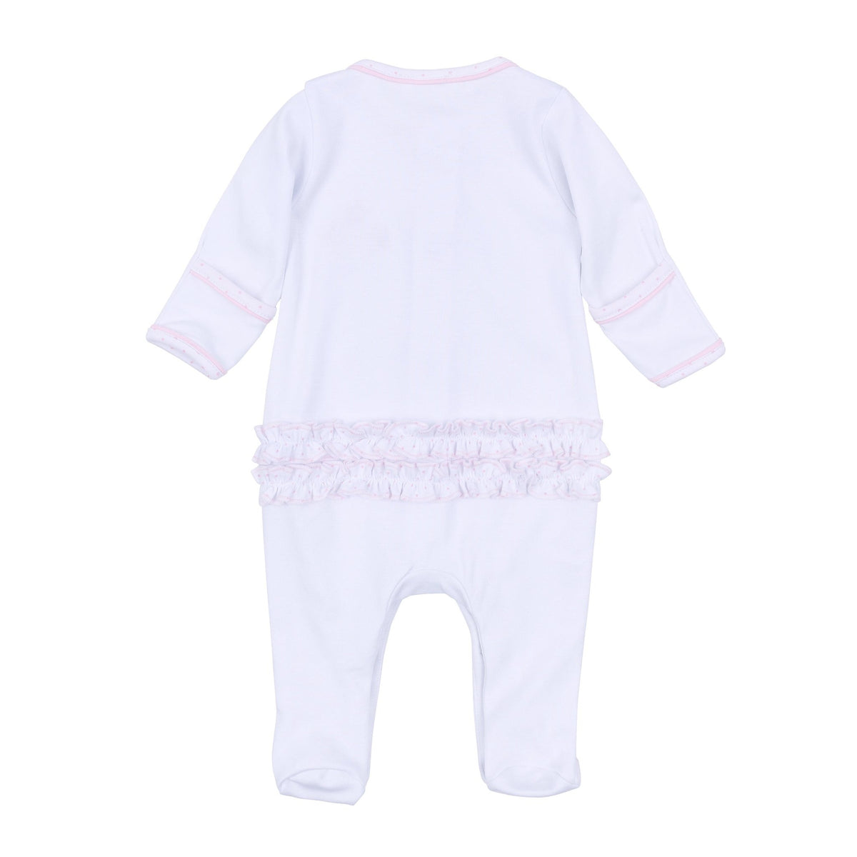 Frosted Wonderland Embroidered Ruffle Footie - Pink - Magnolia BabyFootie