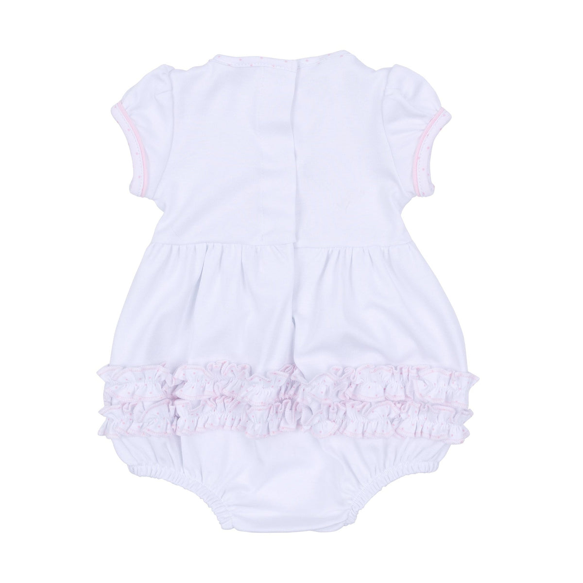 Frosted Wonderland Embroidered Ruffle Short Sleeve Bubble - Pink - Magnolia BabyBubble