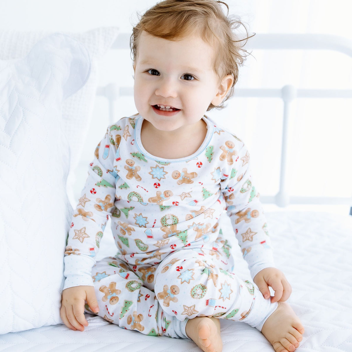Frosted Wonderland Long Pajamas - Light Blue - Magnolia BabyLong Pajamas
