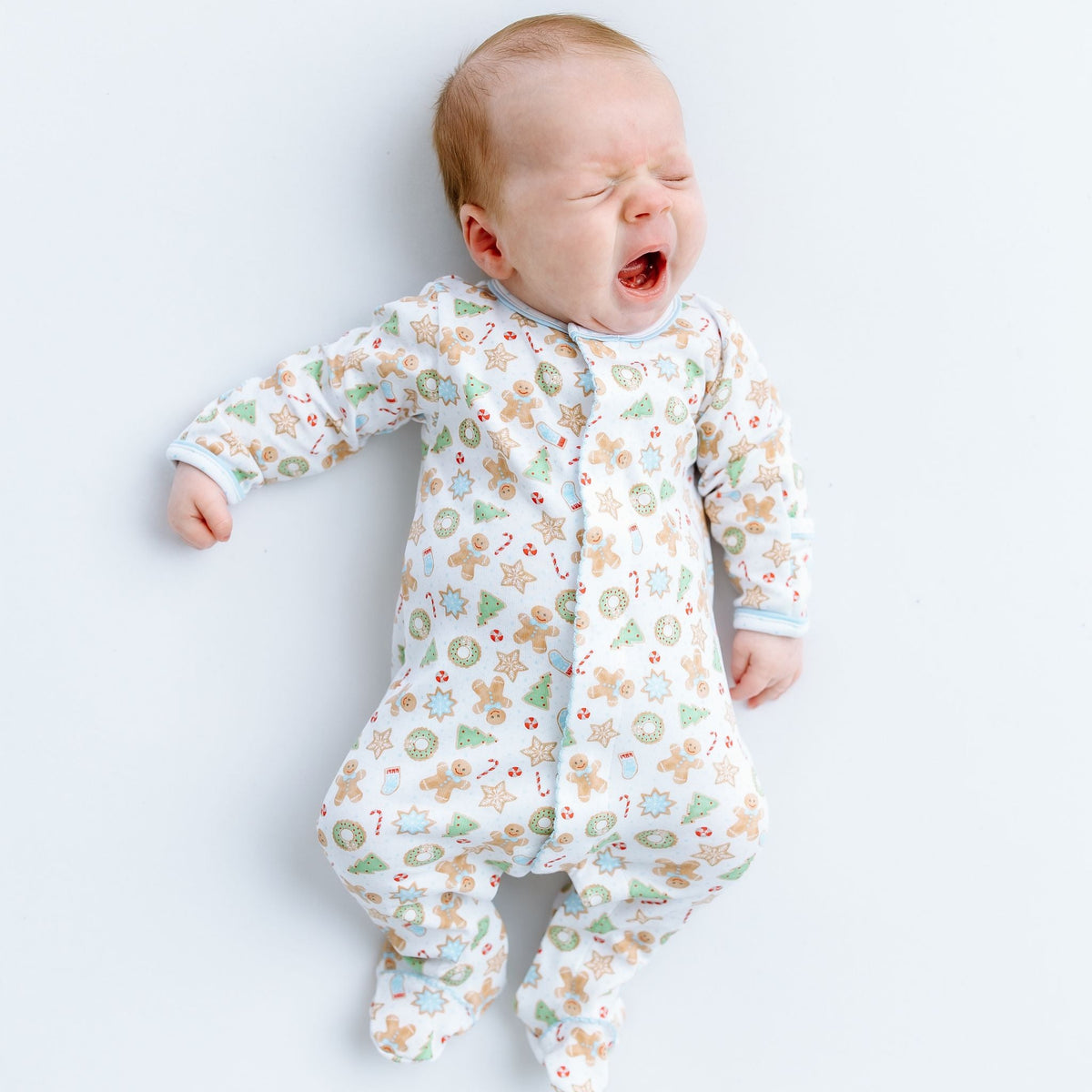 Frosted Wonderland Print Footie - Light Blue - Magnolia BabyFootie