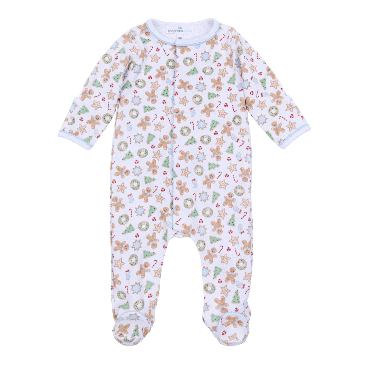 Frosted Wonderland Print Footie - Light Blue - Magnolia BabyFootie