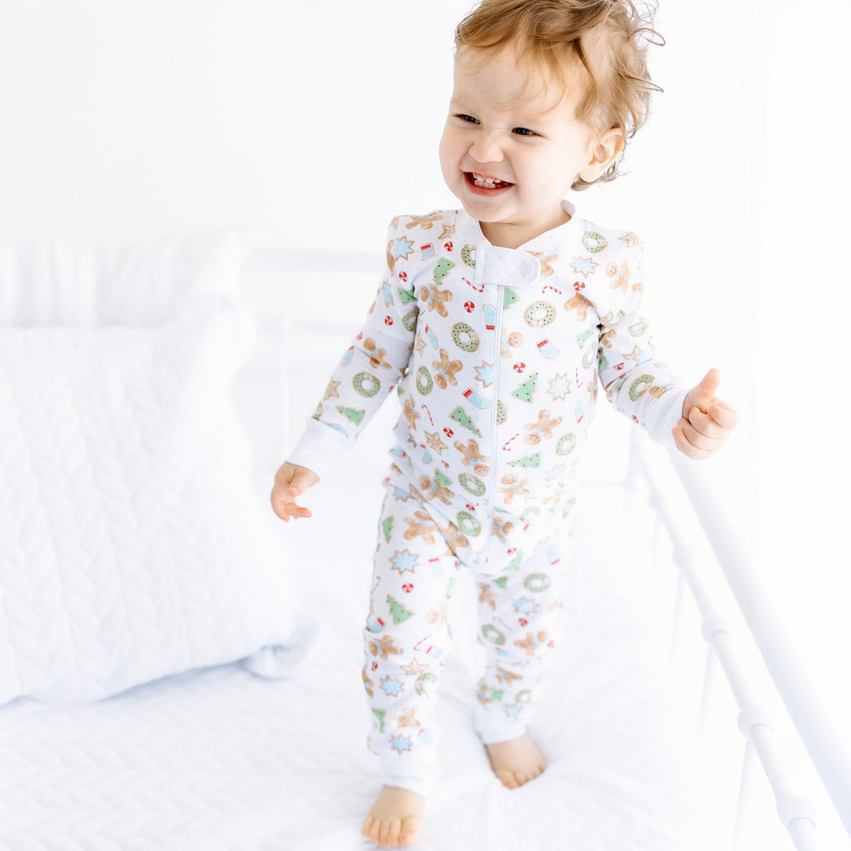 Frosted Wonderland Zip Pajamas - Light Blue - Magnolia BabyZipper Pajamas
